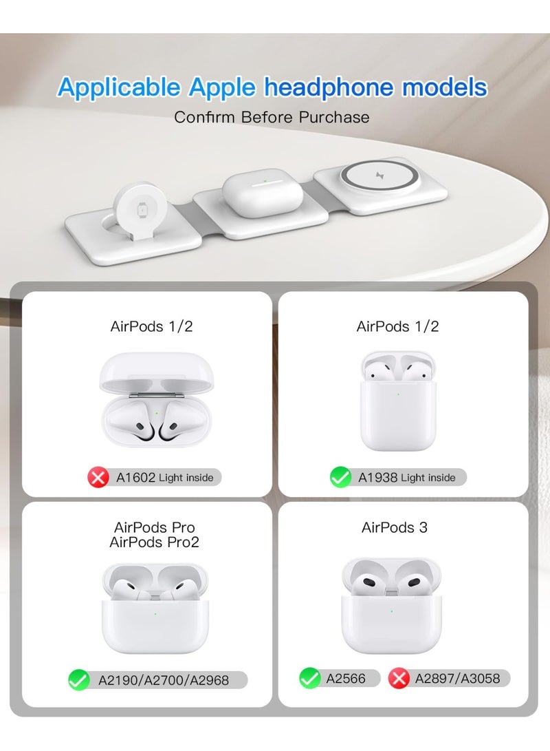 قاعدة شحن لاسلكية مغناطيسية قابلة للطي 3 في 1 - محطة شحن سريع لأجهزة iPhone و Apple Watch و AirPods، حامل شحن محمول متعدد الأجهزة بتصميم صغير الحجم - Image 4